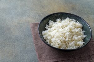 Boiled rice with copy space